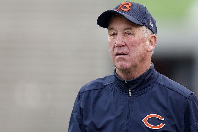 MOBILE, AL - JANUARY 28:  John Fox head coach of the Chicago Bears reacts during the second half of the Reese's Senior Bowl at the Ladd-Peebles Stadium on January 28, 2017 in Mobile, Alabama.  (Photo by Jonathan Bachman/Getty Images)