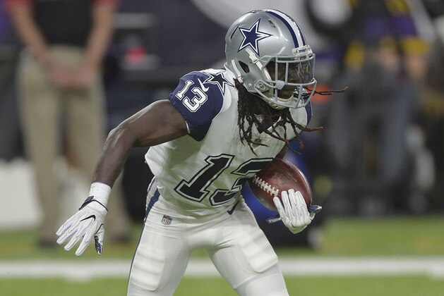 MINNEAPOLIS, MN - DECEMBER 1: Lucky Whitehead #13 of the Dallas Cowboys carries the ball during an NFL game against the Minnesota Vikings at U.S. Bank Stadium December 1, 2016 in Minneapolis, Minnesota.  (Photo by Tom Dahlin/Getty Images)