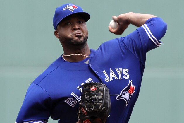 Toronto Blue Jays starting pitcher Francisco Liriano delivers during the first inning of a baseball game against the Boston Red Sox at Fenway Park in Boston, Thursday, July 20, 2017. (AP Photo/Charles Krupa) Toronto Blue Jays starting pitcher Francisco Liriano delivers during the first inning of a baseball game against the Boston Red Sox at Fenway Park in Boston, Thursday, July 20, 2017. (AP Photo/Charles Krupa)