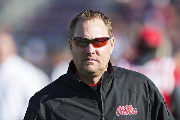 OXFORD, MS - NOVEMBER 26: Head Coach Hugh Freeze of the Mississippi Rebels watches his team warm up before a game against the Mississippi State Bulldogs at Vaught-Hemingway Stadium on November 26, 2016 in Oxford, Mississippi. The Bulldogs defeated the Rebels 55-20. (Photo by Wesley Hitt/Getty Images) OXFORD, MS - NOVEMBER 26: Head Coach Hugh Freeze of the Mississippi Rebels watches his team warm up before a game against the Mississippi State Bulldogs at Vaught-Hemingway Stadium on November 26, 2016 in Oxford, Mississippi. The Bulldogs defeated the Rebels 55-20. (Photo by Wesley Hitt/Getty Images)