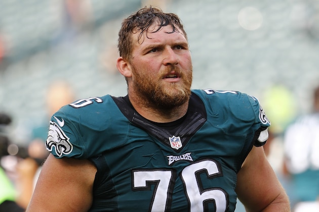 Philadelphia Eagles offensive guard Allen Barbre after an NFL football game against the Cleveland Browns at Lincoln Financial Field in Philadelphia, Sunday, Sept. 11, 2016. (Winslow Townson/AP Images for Panini)