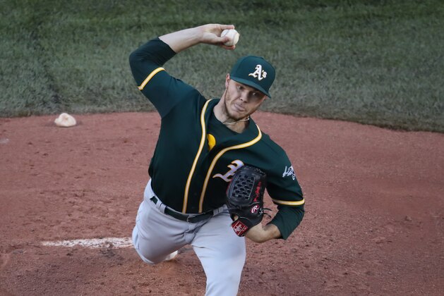 TORONTO, ON - JULY 25: Sonny Gray #54 of the Oakland Athletics delivers a pitch in the first inning during MLB game action against the Toronto Blue Jays at Rogers Centre on July 25, 2017 in Toronto, Canada. (Photo by Tom Szczerbowski/Getty Images)