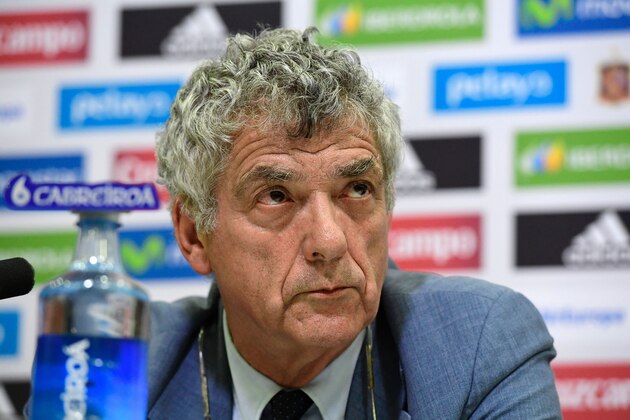 President of the Spanish football federation, Angel Maria Villar, attends a press conference following Julen Lopetegui's appointment as new manager of the Spanish national football team in Madrid on July 21, 2016. / AFP / JAVIER SORIANO        (Photo credit should read JAVIER SORIANO/AFP/Getty Images)
