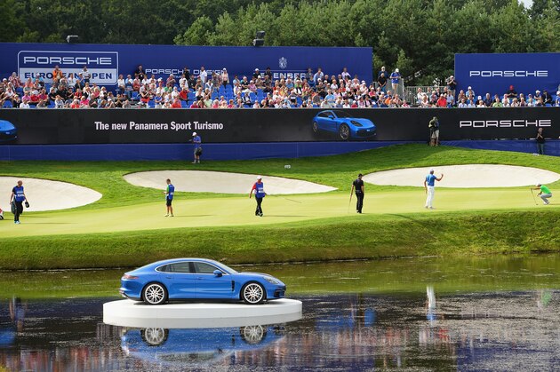 HAMBURG, GERMANY - JULY 27:  A view of the 18th green during the Porsche European Open - Day One at Green Eagle Golf Course on July 27, 2017 in Hamburg, Germany.  (Photo by Tony Marshall/Getty Images)