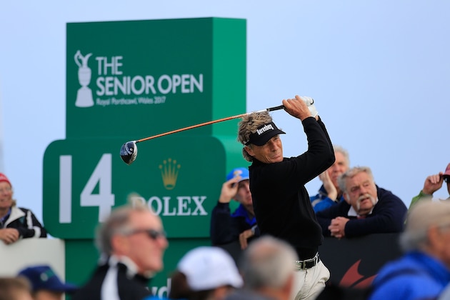 BRIDGEND, WALES - JULY 27:  Bernhard Langer of Germany in action during the first round of the Senior Open Championship presented by Rolex at Royal Porthcawl Golf Club on July 27, 2017 in Bridgend, Wales.  (Photo by Phil Inglis/Getty Images)