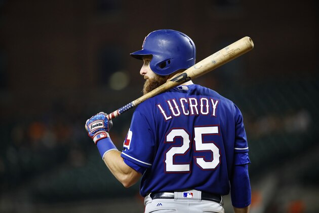 Texas Rangers' Jonathan Lucroy prepares for an at-bat during a baseball game against the Baltimore Orioles in Baltimore, Monday, July 17, 2017. (AP Photo/Patrick Semansky) Texas Rangers' Jonathan Lucroy prepares for an at-bat during a baseball game against the Baltimore Orioles in Baltimore, Monday, July 17, 2017. (AP Photo/Patrick Semansky)