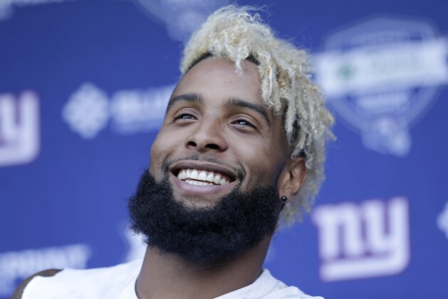 New York Giants' Odell Beckham, Jr. talks to reporters after NFL football practice in East Rutherford, N.J., Tuesday, June 13, 2017. (AP Photo/Seth Wenig) New York Giants' Odell Beckham, Jr. talks to reporters after NFL football practice in East Rutherford, N.J., Tuesday, June 13, 2017. (AP Photo/Seth Wenig)