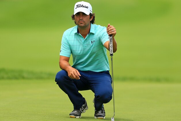 OAKVILLE, ON - JULY 28:  Martin Flores of the United States lines up a putt on the eighth hole during the second round of the RBC Canadian Open at Glen Abbey Golf Club on July 28, 2017 in Oakville, Canada.  (Photo by Vaughn Ridley/Getty Images)