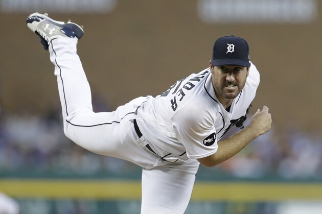 Detroit Tigers starting pitcher Justin Verlander throws during the sixth inning of a baseball game against the Toronto Blue Jays, Friday, July 14, 2017, in Detroit. (AP Photo/Carlos Osorio) Detroit Tigers starting pitcher Justin Verlander throws during the sixth inning of a baseball game against the Toronto Blue Jays, Friday, July 14, 2017, in Detroit. (AP Photo/Carlos Osorio)
