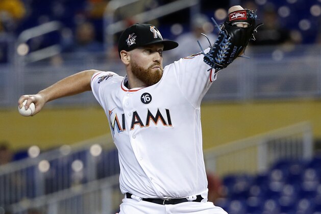 Miami Marlins' Dan Straily delivers a pitch during the first inning of a baseball game against the Philadelphia Phillies, Wednesday, July 19, 2017, in Miami. (AP Photo/Wilfredo Lee) Miami Marlins' Dan Straily delivers a pitch during the first inning of a baseball game against the Philadelphia Phillies, Wednesday, July 19, 2017, in Miami. (AP Photo/Wilfredo Lee)
