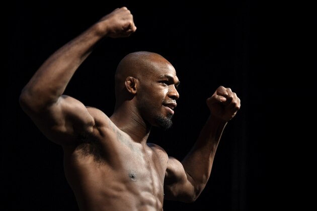 ANAHEIM, CA - JULY 28:  Jon Jones steps on the scale during the UFC 214 weigh-in inside the Honda Center on July 28, 2017 in Anaheim, California. (Photo by Jeff Bottari/Zuffa LLC/Zuffa LLC via Getty Images)