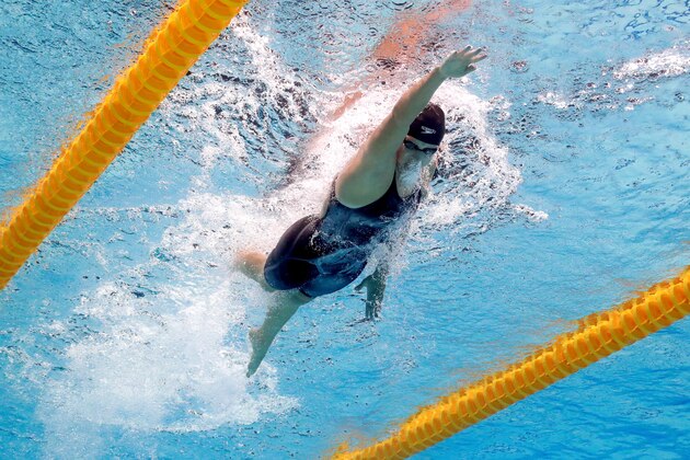 BUDAPEST, HUNGARY - JULY 29: Katie Ledecky of the United States competes during the Women's 800m Freestyle final on day sixteen of the Budapest 2017 FINA World Championships on July 29, 2017 in Budapest, Hungary. (Photo by Clive Rose/Getty Images) BUDAPEST, HUNGARY - JULY 29: Katie Ledecky of the United States competes during the Women's 800m Freestyle final on day sixteen of the Budapest 2017 FINA World Championships on July 29, 2017 in Budapest, Hungary. (Photo by Clive Rose/Getty Images)