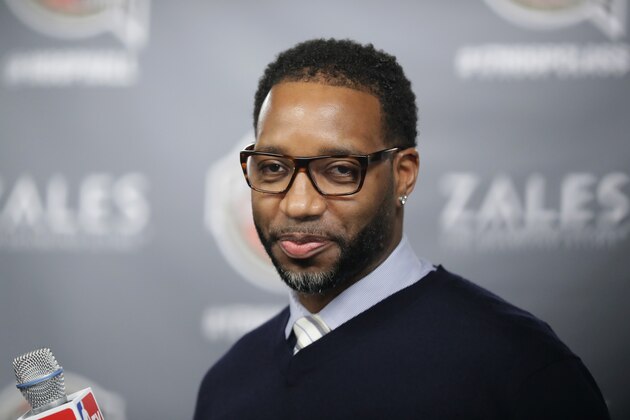 NEW ORLEANS, LA - FEBRUARY 18: Naismith Memorial Basketball Hall of Fame finalist Tracy McGrady looks on during the 2017 Naismith Memorial Basketball Hall of Fame announcement at Smoothie King Center on February 18, 2017 in New Orleans, Louisiana. (Photo by Ronald Martinez/Getty Images) NEW ORLEANS, LA - FEBRUARY 18: Naismith Memorial Basketball Hall of Fame finalist Tracy McGrady looks on during the 2017 Naismith Memorial Basketball Hall of Fame announcement at Smoothie King Center on February 18, 2017 in New Orleans, Louisiana. (Photo by Ronald Martinez/Getty Images)