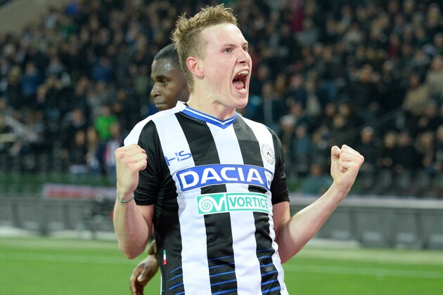 UDINE, ITALY - MARCH 19:  Jakub Jankto of Udinese Calcio celebrates after scoring  his teams fourth goal  during the Serie A match between Udinese Calcio and US Citta di Palermo at Stadio Friuli on March 19, 2017 in Udine, Italy.  (Photo by Dino Panato/Getty Images)