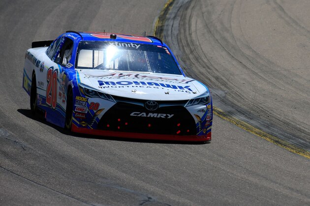 NEWTON, IA - JULY 29: Ryan Preece, driver of the #20 MoHawk Northeast Inc. Toyota, leads a pack of cars during the NASCAR XFINITY Series US Cellular 250 Presented by American Ethanol at Iowa Speedway on July 29, 2017 in Newton, Iowa. (Photo by Daniel Shirey/Getty Images)