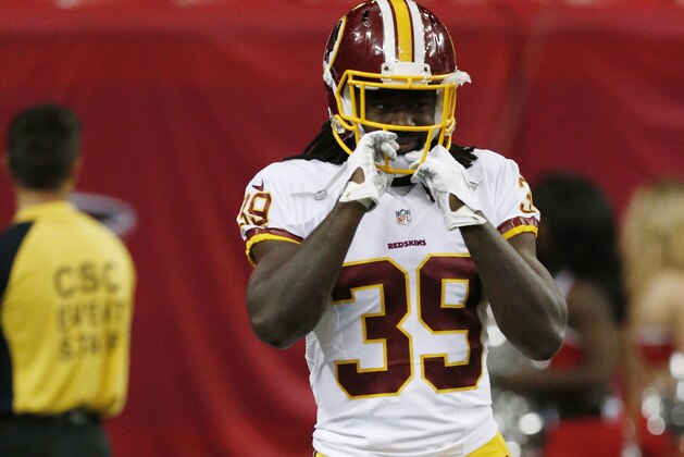Washington Redskins running back Keith Marshall (39) warms up before the first half of a preseason NFL football game against the Atlanta Falcons, Thursday, Aug. 11, 2016, in Atlanta. (AP Photo/Brynn Anderson) Washington Redskins running back Keith Marshall (39) warms up before the first half of a preseason NFL football game against the Atlanta Falcons, Thursday, Aug. 11, 2016, in Atlanta. (AP Photo/Brynn Anderson)