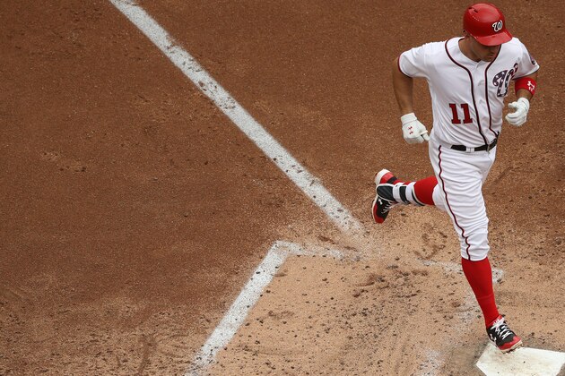 WASHINGTON, DC - JULY 27: Ryan Zimmerman #11 of the Washington Nationals scores on a home run against the Milwaukee Brewers during the fourth inning at Nationals Park on July 27, 2017 in Washington, DC. (Photo by Patrick Smith/Getty Images) WASHINGTON, DC - JULY 27: Ryan Zimmerman #11 of the Washington Nationals scores on a home run against the Milwaukee Brewers during the fourth inning at Nationals Park on July 27, 2017 in Washington, DC. (Photo by Patrick Smith/Getty Images)