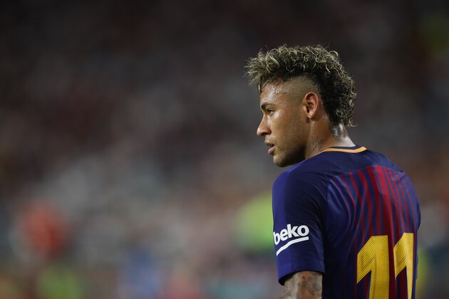MIAMI GARDENS, FL - JULY 29: Neymar of FC Barcelona during the International Champions Cup 2017 match between Real Madrid and FC Barcelona at Hard Rock Stadium on July 29, 2017 in Miami Gardens, Florida. (Photo by Robbie Jay Barratt - AMA/Getty Images)