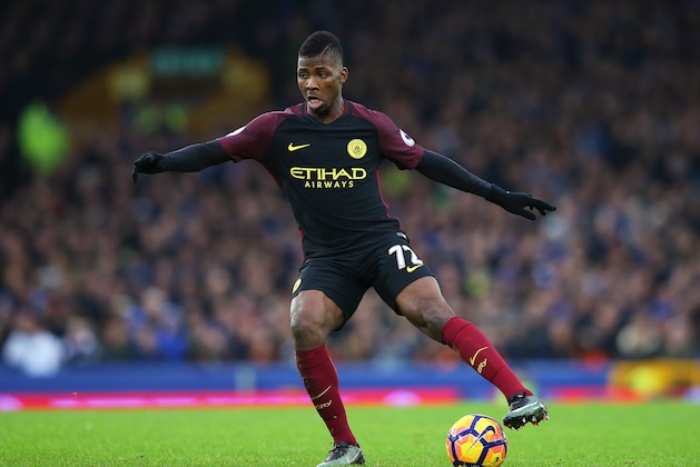 LIVERPOOL, ENGLAND - JANUARY 15:  Kelechi Iheanacho of Manchester City controls the ball during the Premier League match between Everton and Manchester City at Goodison Park on January 15, 2017 in Liverpool, England.  (Photo by Alex Livesey/Getty Images)