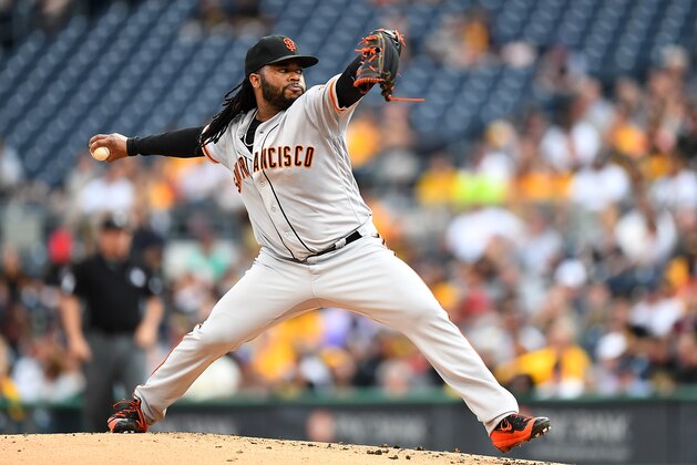 PITTSBURGH, PA - JUNE 30:  Johnny Cueto #47 of the San Francisco Giants in action during the game against the Pittsburgh Pirates at PNC Park on June 30, 2017 in Pittsburgh, Pennsylvania. (Photo by Joe Sargent/Getty Images)