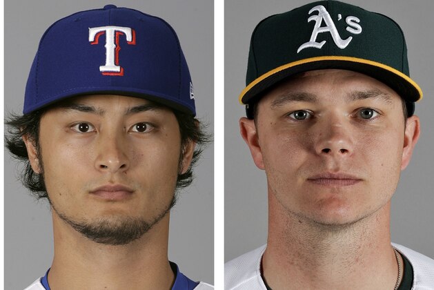 FILE - From left are 2017 file photos showing Detroit Tigers' Justin Verlander, Texas Rangers' Yu Darvish and Oakland Athletics' Sonny Gray. As the hours tick down to baseball's trade deadline, three standout pitchers remain at the center of attention. Sonny Gray, Justin Verlander and Yu Darvish each have the potential to help a contending team down the stretch, and if any of them are traded Monday, July 31, 2017, it would certainly spice up what has been a fairly pedestrian stretch of deals so far.  (AP Photo/File)