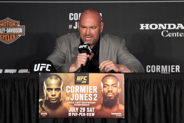ANAHEIM, CA - JULY 29:  UFC President Dana White speaks with the media during the UFC 214 post fight press conference inside the Honda Center on July 29, 2017 in Anaheim, California. (Photo by Jeff Bottari/Zuffa LLC/Zuffa LLC via Getty Images)