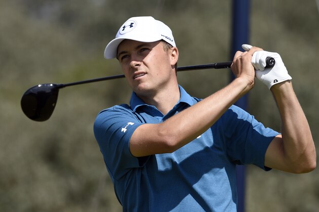 Jul 23, 2017; Southport, ENG;  Jordan Spieth plays his shot from the second tee during the final round of The 146th Open Championship golf tournament at Royal Birkdale Golf Club. Mandatory Credit: Ian Rutherford-USA TODAY Sports
