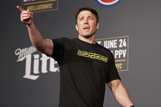 Chael Sonnen is seen during a weigh-in before Bellator 180 on Friday, June 23, 2017, in New York. (AP Photo/Gregory Payan)