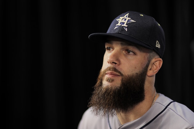 MIAMI, FL - JULY 10:  Dallas Keuchel #60 of the Houston Astros and the American League speaks with the media during Gatorade All-Star Workout Day ahead of the 88th MLB All-Star Game at Marlins Park on July 10, 2017 in Miami, Florida.  (Photo by Mike Ehrmann/Getty Images)