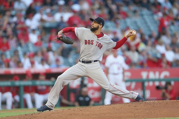 ANAHEIM, CALIFORNIA - JULY 22:  David Price #24 of the Boston Red Sox throws a pitch in the first inning against the Los Angeles Angels of Anaheim at Angel Stadium of Anaheim on July 22, 2017 in Anaheim, California.  (Photo by Stephen Dunn/Getty Images)