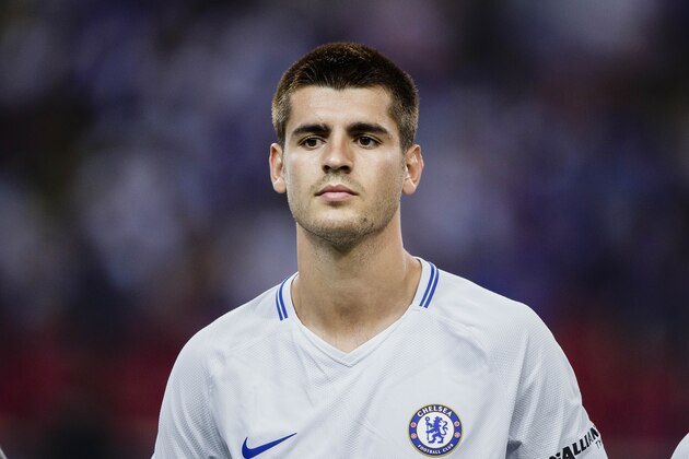 SINGAPORE, SINGAPORE - JULY 29: Chelsea Forward Alvaro Morata during the International Champions Cup 2017 match between FC Internazionale and Chelsea FC on July 29, 2017 in Singapore. (Photo by Power Sport Images/Getty Images)