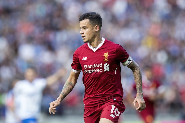 BERLIN, GERMANY - JULY 29:  Philippe Coutinho of Liverpool FC runs during the Preseason Friendly match between Hertha BSC and FC Liverpool at Olympiastadion on July 29, 2017 in Berlin, Germany.  (Photo by Boris Streubel/Getty Images)
