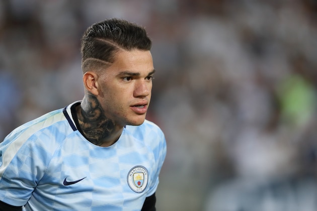 LOS ANGELES, CA - JULY 26: Ederson of Manchester City during the International Champions Cup 2017 match between Manchester City and Real Madrid at Los Angeles Memorial Coliseum on July 26, 2017 in Los Angeles, California. (Photo by Matthew Ashton - AMA/Getty Images)