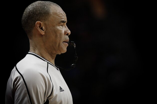 HOUSTON, TX - JANUARY 18: NBA referee Danny Crawford during game action at Toyota Center on January 18, 2017 in Houston, Texas. NOTE TO USER: User expressly acknowledges and agrees that, by downloading and/or using this photograph, user is consenting to the terms and conditions of the Getty Images License Agreement. (Photo by Bob Levey/Getty Images) HOUSTON, TX - JANUARY 18: NBA referee Danny Crawford during game action at Toyota Center on January 18, 2017 in Houston, Texas. NOTE TO USER: User expressly acknowledges and agrees that, by downloading and/or using this photograph, user is consenting to the terms and conditions of the Getty Images License Agreement. (Photo by Bob Levey/Getty Images)