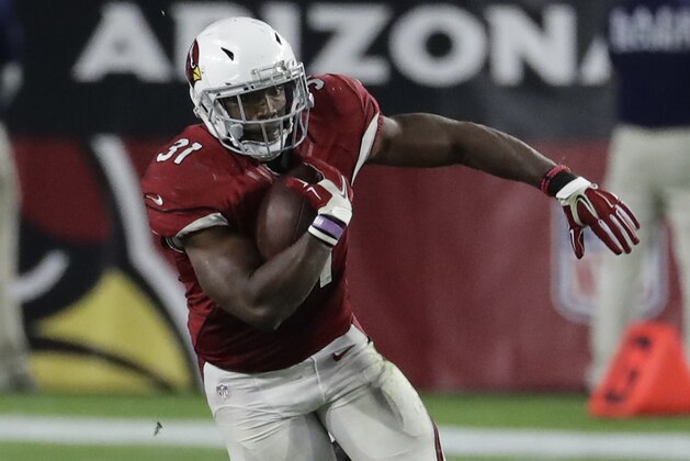 Arizona Cardinals running back David Johnson (31) in the first half during an NFL football game against the Seattle Seahawks, Sunday, Oct. 23, 2016, in Glendale, Ariz. (AP Photo/Rick Scuteri) Arizona Cardinals running back David Johnson (31) in the first half during an NFL football game against the Seattle Seahawks, Sunday, Oct. 23, 2016, in Glendale, Ariz. (AP Photo/Rick Scuteri)