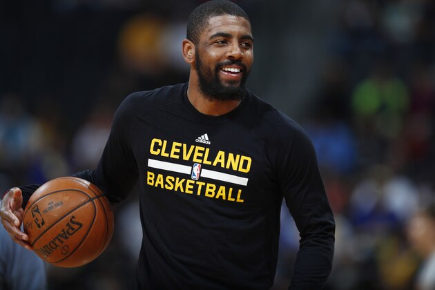 Cleveland Cavaliers guard Kyrie Irving (2) in the first half of an NBA basketball game Wednesday, March 22, 2017, in Denver. (AP Photo/David Zalubowski)