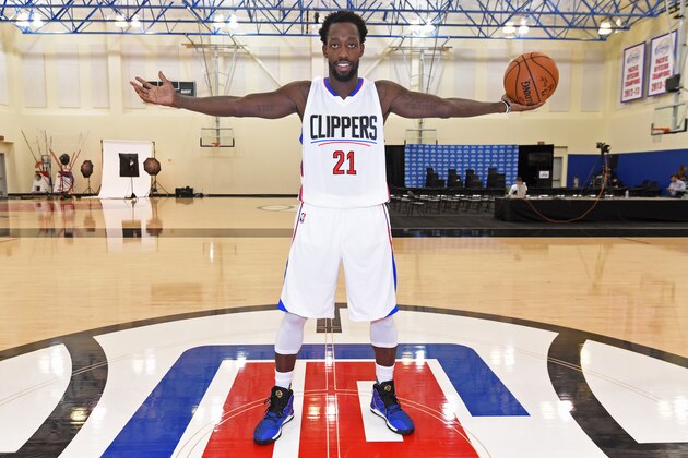 PLAYA VISTA, CA- JULY 18:  Patrick Beverley #21 of the LA Clippers poses for a portrait during a shoot in Playa Vista, California on July 18, 2017 at the Clippers Training Facility. NOTE TO USER: User expressly acknowledges and agrees that, by downloading and or using this photograph, User is consenting to the terms and conditions of the Getty Images License Agreement. Mandatory Copyright Notice: Copyright 2017 NBAE (Photo by Andrew D. Bernstein/NBAE via Getty Images)
