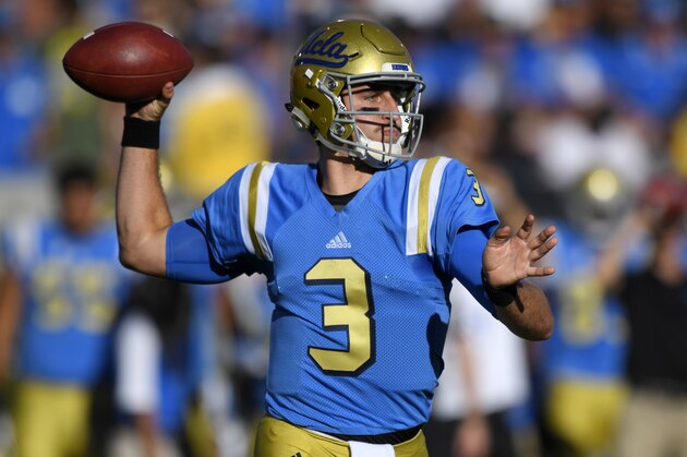 UCLA quarterback Josh Rosen passes during the first half of a college football game against UNLV, Saturday, Sept. 10, 2016, in Pasadena, Calif. (AP Photo/Mark J. Terrill)