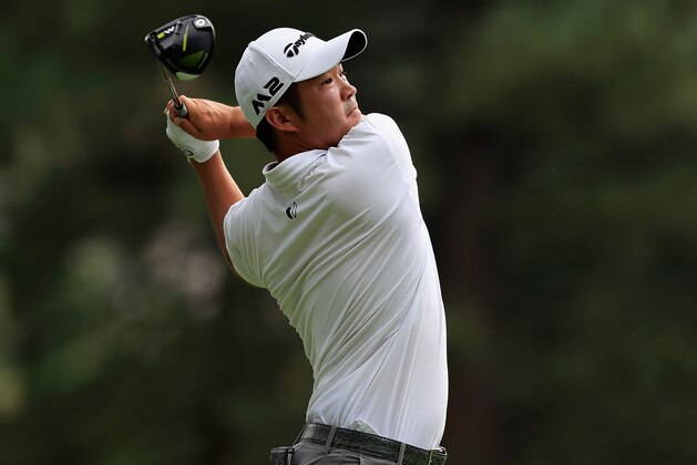RENO, NV - AUGUST 03:  John Huh plays his shot from the ninth tee during the first round of the Barracuda Championship at Montreux Country Club on August 3, 2017 in Reno, Nevada.  (Photo by Marianna Massey/Getty Images)