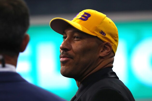 NEW YORK, NY - JUNE 22: LaVar Ball, father of second overall pick Lonzo Ball of the Los Angeles Lakers, speaks to media during the first round of the 2017 NBA Draft at Barclays Center on June 22, 2017 in New York City. NOTE TO USER: User expressly acknowledges and agrees that, by downloading and or using this photograph, User is consenting to the terms and conditions of the Getty Images License Agreement. (Photo by Mike Stobe/Getty Images) NEW YORK, NY - JUNE 22: LaVar Ball, father of second overall pick Lonzo Ball of the Los Angeles Lakers, speaks to media during the first round of the 2017 NBA Draft at Barclays Center on June 22, 2017 in New York City. NOTE TO USER: User expressly acknowledges and agrees that, by downloading and or using this photograph, User is consenting to the terms and conditions of the Getty Images License Agreement. (Photo by Mike Stobe/Getty Images)