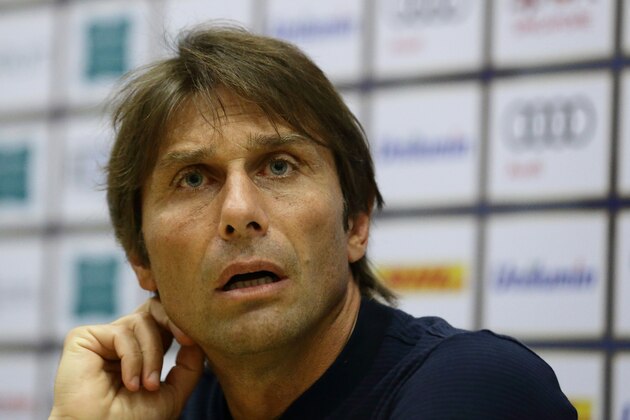 SINGAPORE - JULY 29:  Antonio Conte, manager of Chelsea FC speaks during the post match conference after  the International Champions Cup match between FC Internazionale and Chelsea FC at National Stadium on July 29, 2017 in Singapore.  (Photo by Suhaimi Abdullah/Getty Images  for ICC)