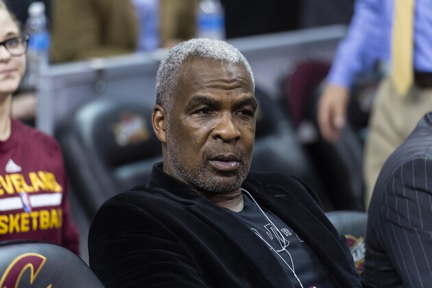 CLEVELAND, OH - FEBRUARY 23: Former NBA player  Charles Oakley sits court side prior to the game between the Cleveland Cavaliers and the New York Knicks at Quicken Loans Arena on February 15, 2017 in Cleveland, Ohio. NOTE TO USER: User expressly acknowledges and agrees that, by downloading and/or using this photograph, user is consenting to the terms and conditions of the Getty Images License Agreement. (Photo by Jason Miller/Getty Images)