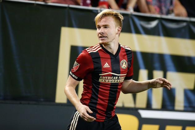 May 20, 2017; Atlanta, GA, USA; Atlanta United forward Andrew Carleton (30) in action against the Houston Dynamo in the second half at Bobby Dodd Stadium at Historic Grant Field. Mandatory Credit: Brett Davis-USA TODAY Sports