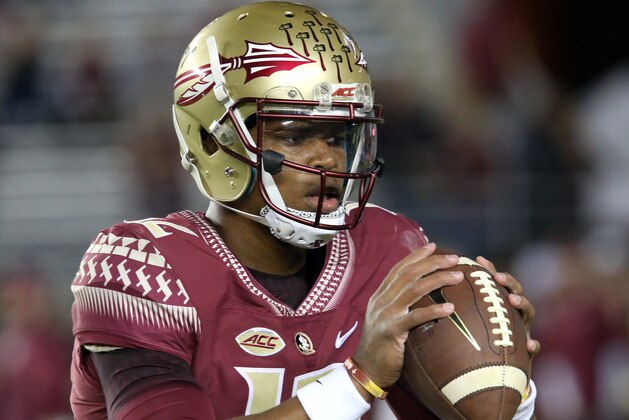 Florida State's Deondre Francois warms up before the start of an NCAA college football game with Boston College, Friday, Nov. 11, 2016, in Tallahassee, Fla. Florida State won the game 45-7. (AP Photo/Steve Cannon)