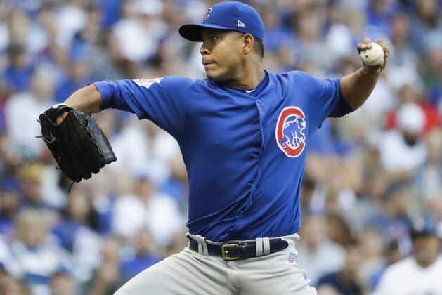 Chicago Cubs starting pitcher Jose Quintana throws during the first inning of a baseball game against the Milwaukee Brewers Friday, July 28, 2017, in Milwaukee. (AP Photo/Morry Gash)