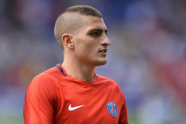 PARIS, FRANCE - AUGUST 05:  Marco Verratti of Paris Saint-Germain reacts during warmup before the Ligue 1 match between Paris Saint-Germain and Amiens at Parc des Princes on August 5, 2017 in Paris, France.  (Photo by Aurelien Meunier/Getty Images)