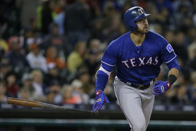 DETROIT, MI - MAY 19: Joey Gallo #13 of the Texas Rangers hits a two-run home run against the Detroit Tigers during the sixth inning at Comerica Park on May 19, 2017 in Detroit, Michigan. (Photo by Duane Burleson/Getty Images)