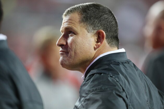Nov 5, 2016; Columbus, OH, USA;  Ohio State Buckeyes assistant coach Greg Schiano during the first quarter at Ohio Stadium. Ohio State Buckeyes lead 62-3 in the fourth quarter. Mandatory Credit: Joe Maiorana-USA TODAY Sports