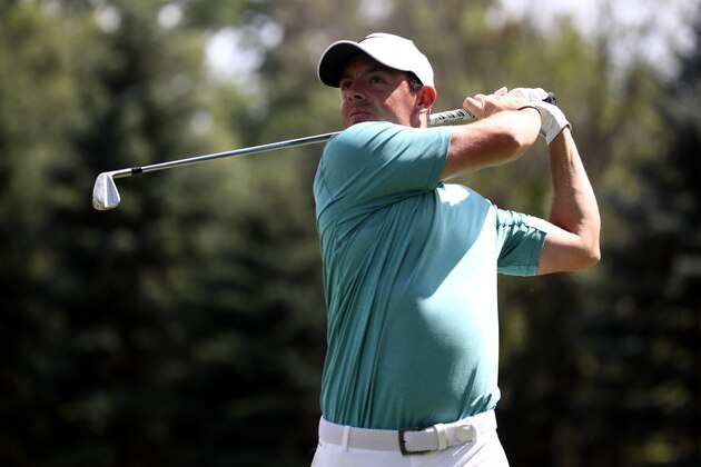 AKRON, OH - AUGUST 06: Rory McIlroy of Northern Ireland hits off the seventh tee during the final round of the World Golf Championships - Bridgestone Invitational at Firestone Country Club South Course on August 6, 2017 in Akron, Ohio.  (Photo by Gregory Shamus/Getty Images)