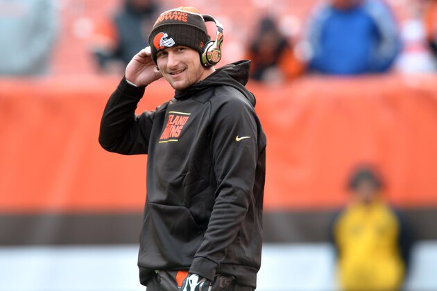 Dec 6, 2015; Cleveland, OH, USA; Cleveland Browns quarterback Johnny Manziel (2) before the game between the Cleveland Browns and Cincinnati Bengals at FirstEnergy Stadium. Mandatory Credit: Ken Blaze-USA TODAY Sports